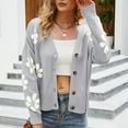 thumbnail image 2 of Baberdicy Cardigan Sweater Women's Sweater 2023 Fall Long Sleeve Casual Print Jumper Knitted Cardigan Loose Preppy Sweater Cardigan Women's Cardigans Grey, 2 of 6