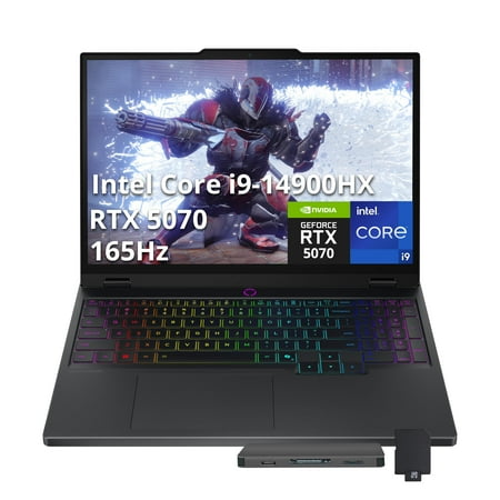 Lenovo Legion 5 15.1" WQXGA 165Hz Gaming Laptop, Intel i9 14900HX, 32GB DDR5, 1TB PCIe SSD, GeForce RTX 5070 8GB GDDR7, 24-Zone RGB Backlit Keyboard, Win 11, Black, 1TB Docking Station Set