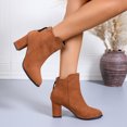 thumbnail image 5 of Women's Retro Suede Ankle Boots Almond Toe Chunky Block Heel Back Zipper Short Booties for Business Work, 5 of 8