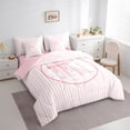 thumbnail image 2 of Manfei Cartoon Bow K Personalized Initial Twin Bedding Sets 7-Piece for Teens Female,Kids Girls Geometric Stripes Chic Flowers Bedding Comforter Set,Pink Reversible,Ultra Soft Home Decor, 2 of 7