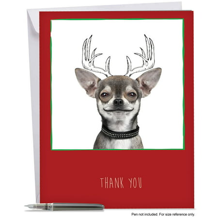 J6582CXTB Jumbo Merry Christmas Card: 'Dogs & Doodles Thank You' Featuring Adorable Doggie Images Combined with Line Drawings to Create Fun and Funky Portraits, Greeting Card with Envelope by The (Doggie Doo Best Price)