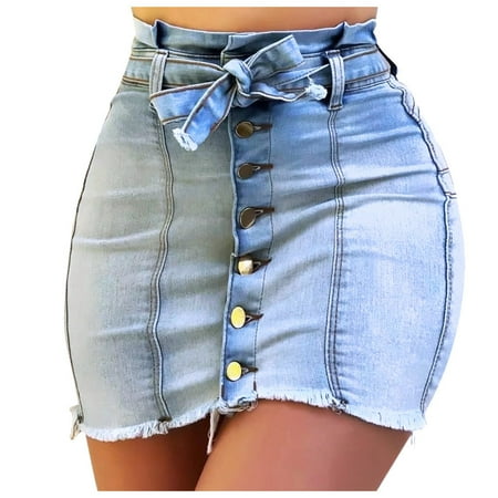 

Qufokar Girls Skirt Maternity Skirt Solid Casual Color Skinny Women S on Denim Lace-Up Slim Upskirt Skirt Skirt