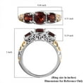 thumbnail image 4 of 3 Stone Cushion Garnet 925 Sterling Silver Rings for Women 14K Yellow Gold Plated Openwork Vintage Jewelry Engagement Gift Size 6 Birthday Gifts for Women, 4 of 6