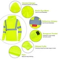 thumbnail image 5 of ProtectX 3-Pack Men's High Visibility Heavy Duty Breathable Long Sleeve Reflective Safety T-Shirts for Work Warehouse Construction, Class 3 Type R, Hoodie Green Small, 5 of 7