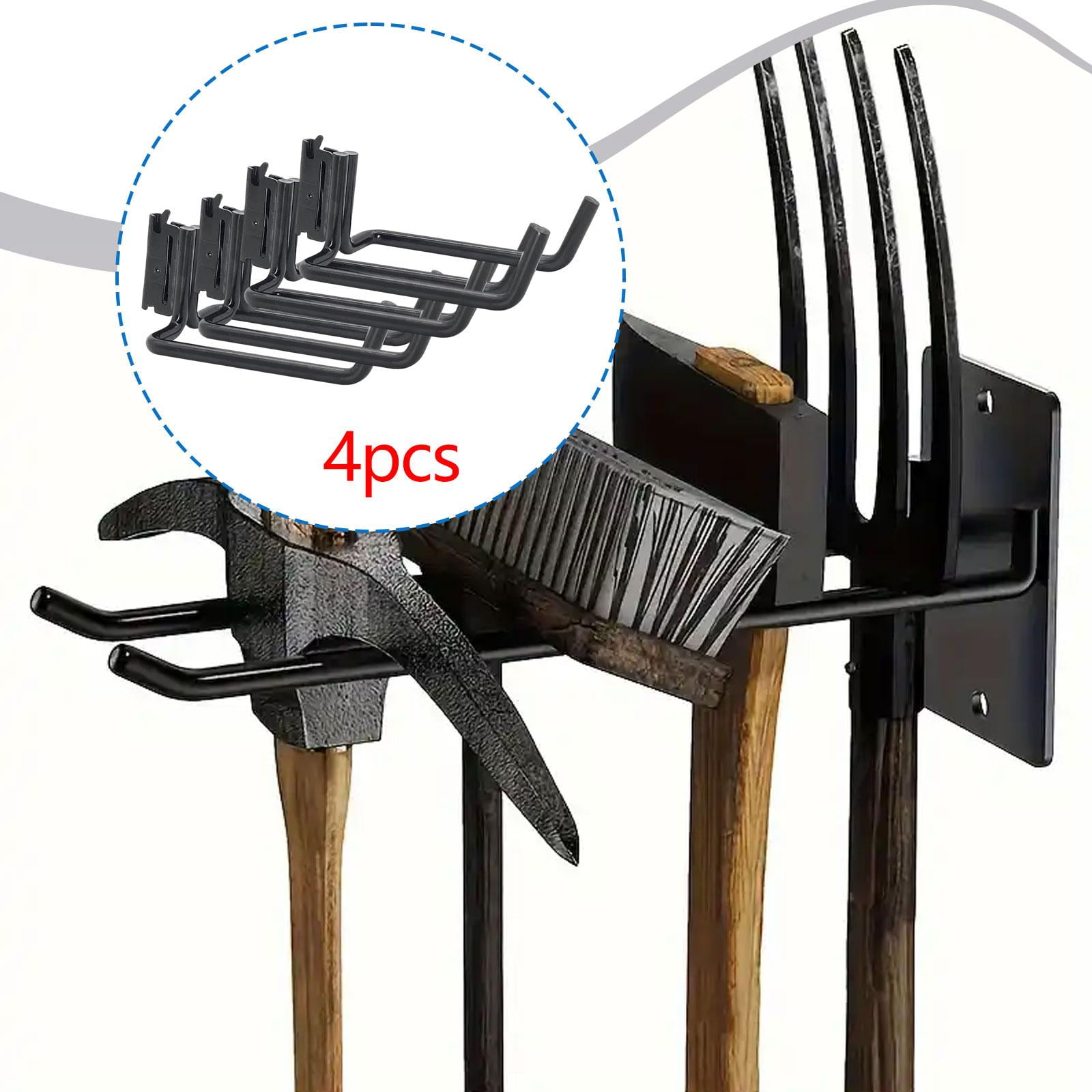 Fiocias 4 Pieces Tool Hangers Double J Hooks Versatile Quick Installation for Rakes, Hay