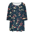 thumbnail image 6 of Viluyesy Big Size Round Neck T-Shirt for Womens 3/4 Sleeves Shirt Tops Loose Blouse Navy Size 3XL, 6 of 6