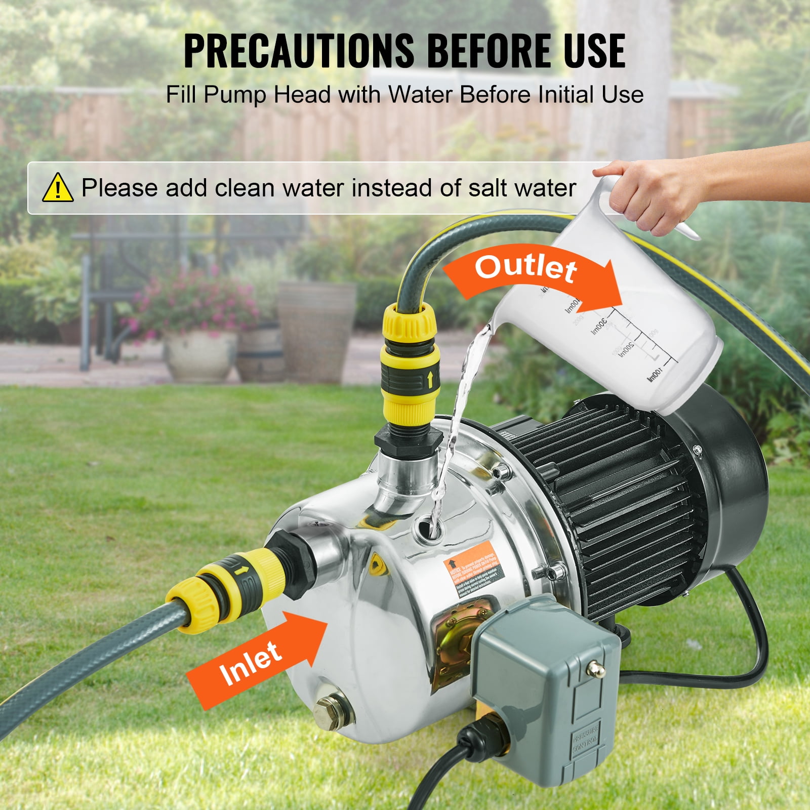 KFFKFF Shallow Well Jet Water Pump 3/4HP 18.5 GPM Irrigation 131 FT Head SUS304