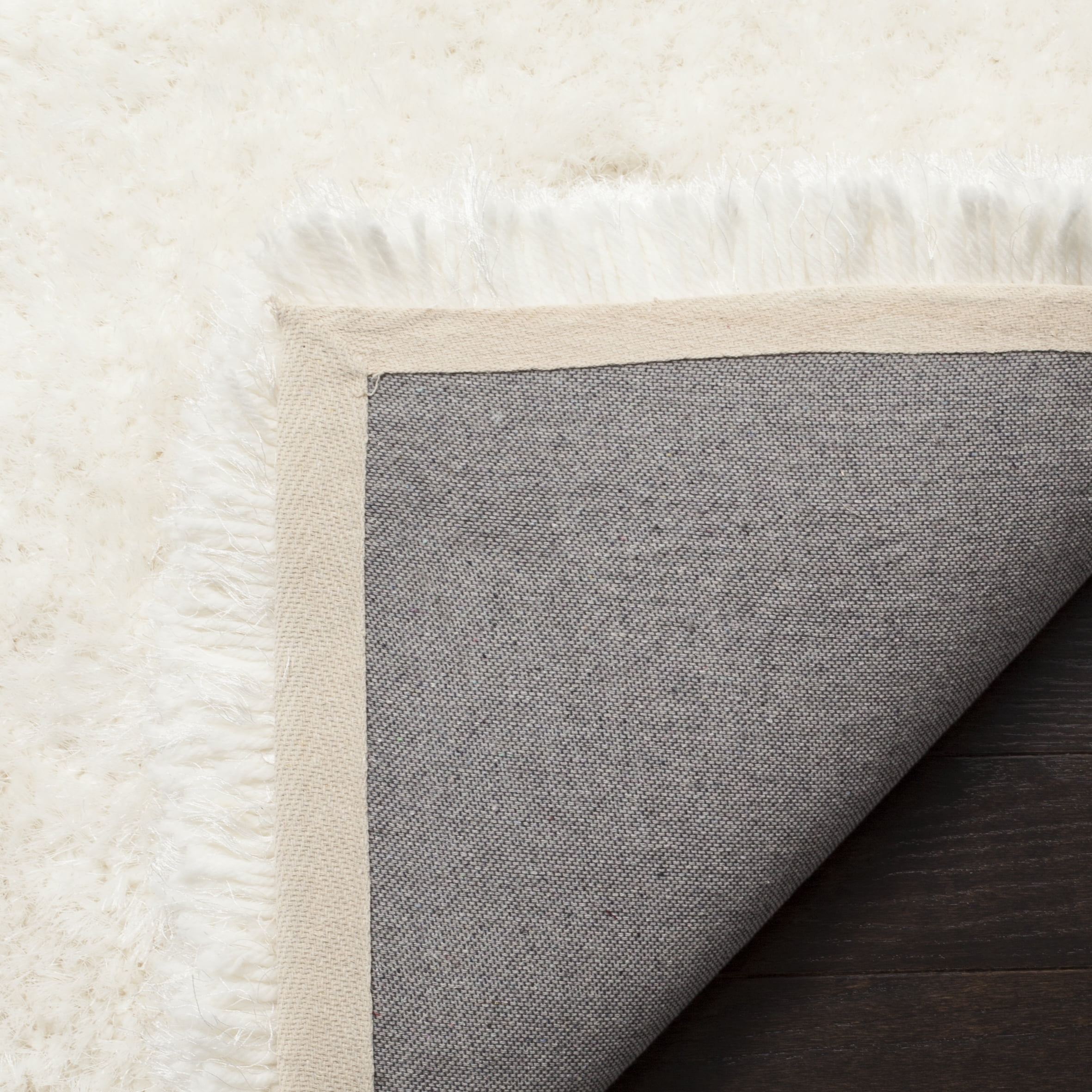 SAFAVIEH Luxe Paxton Solid Plush Polyester Shag Area Rug, Ivory, 5' x 8'