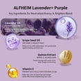 thumbnail image 4 of Alfheim Lavender+ 5-Piece Purple Hair Care Set – Brighten Blonde & Silver Hair, Neutralize Brass, Deep Repair & Shine with Lavender, Grape Seed & Vitamin E – Color-Safe & Vegan, 4 of 8