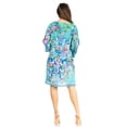 thumbnail image 2 of Sakkas Rosa Women's Boho Casual Long Sleeve Floral Tunic Dress Cover Up Midi Top - 569-Turq - S/M, 2 of 5