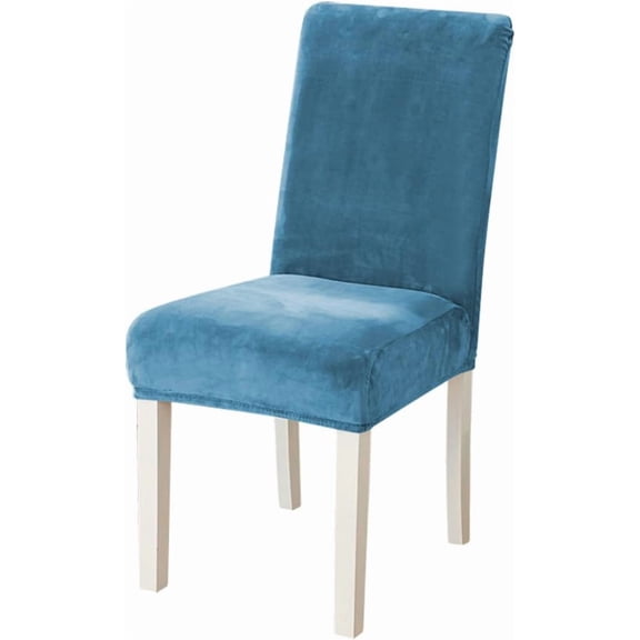 Velvet Dining Chair Covers Set of 2 4 6 8 Stretch Thick Parson Chair Slipcovers Soft Chair Protector Covers Slipcover Chair Covers for Hotel Ceremony -Water Blue-2 PCS