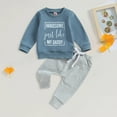 thumbnail image 2 of UngA Kids Fall Outfits Toddler Baby Boy Fall Clothes Letter Long Sleeve Pullover Sweatshirt Tops Joggers Pants Set Winter Outfits Blue,2-3 Years, 2 of 5