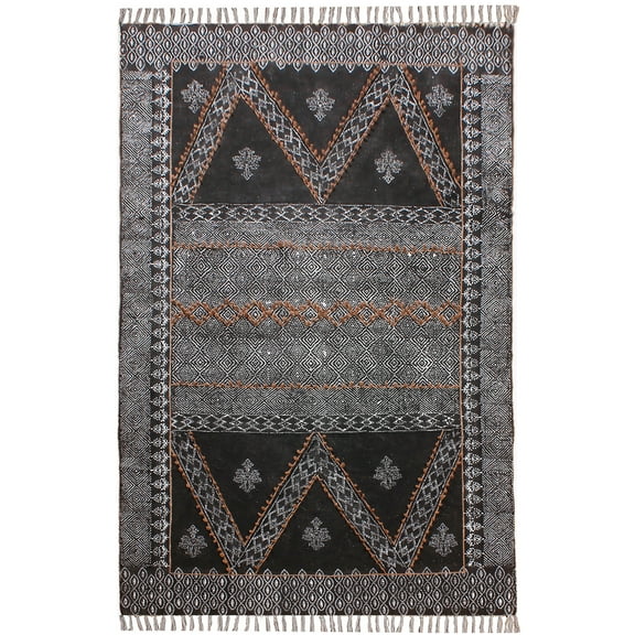 Casavani Black Multi Area Rug Indian Handmade Bedroom Carpets Yoga Mat 2x3 Feet