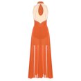 thumbnail image 4 of iefiel Robe de Danse Lyrique Sans Manches avec Strass Scintillants, Robe Maxi Fendue, Orange TTG, 4 of 5