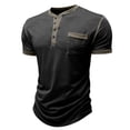 thumbnail image 5 of Mens T-Shirt Short Sleeve Crew Neck Henley T-Shirt Loose Fit Black Athletic Shirt Tees with Button Mens Workout Shirts, 5 of 7