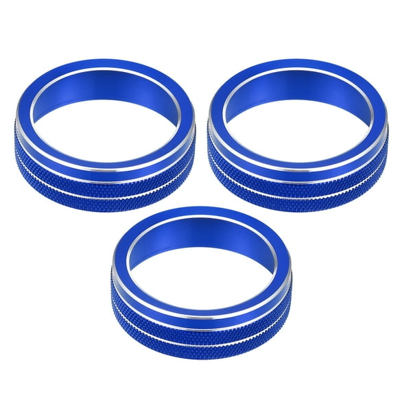 Unique Bargains 3Pcs AC Knob Ring Cover Climate Control Ring Knob Covers for VW Tiguan Taos Jetta Passat Atlas Arteon Golf R Beetle Aluminum Alloy Blue