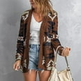 thumbnail image 2 of Lilgiuy Women Long Sleeve Prind Cardigan Autumn Casual Coat Blouse Top(Brown,10) Winter Clothes for 2022, 2 of 5