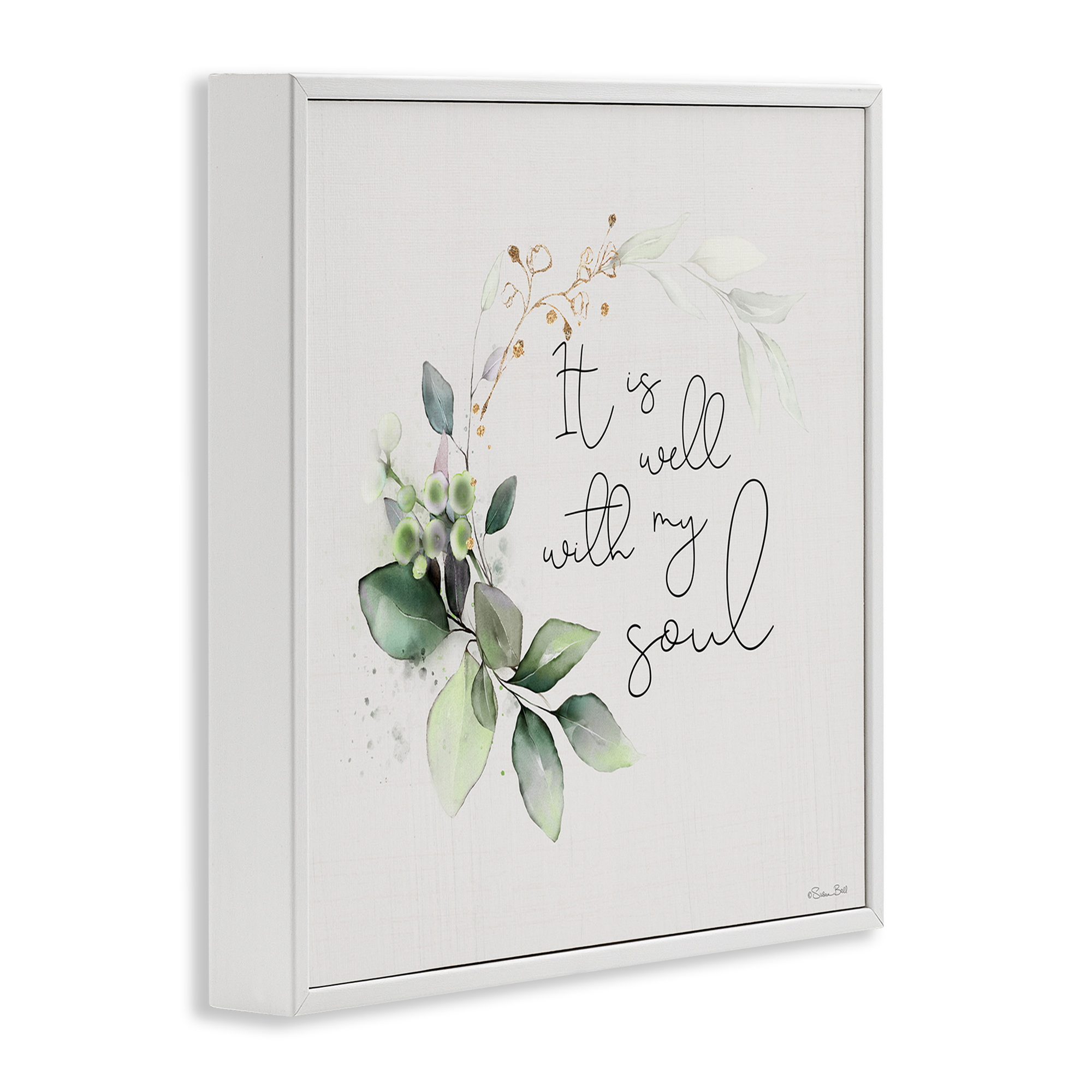 Stupell Industries Well With My Soul Religious Painting White Framed Art Print Wall Art, 12 x 12