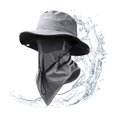 thumbnail image 2 of AirLoni 2 In 1 Breathable Fisherman Hat Wide Brim with Neck Flap and Removable Face Cover For Men & Women Fishing Hiking Camping Hats Grey,One Size, 2 of 5