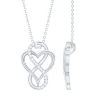 Rosec Jewels Natural Diamond Infinity Heart Pendant Necklace for Women - HI-SI Quality - Ready to Gift for Valentines Day, 18K White Gold