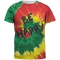 thumbnail image 1 of Be Happy Rasta Tie Dye All Over Adult T-Shirt - X-Large, 1 of 2