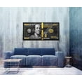thumbnail image 2 of HFDF 100 Money Wall Art Black Gold Dollars Bill Canvas Patgs Posters and Posters spirational Wall Pictures for Bathroom Guest Room Game Room Wall Hang Large Wooden Art Prt- 24x16inch Framed, 2 of 6