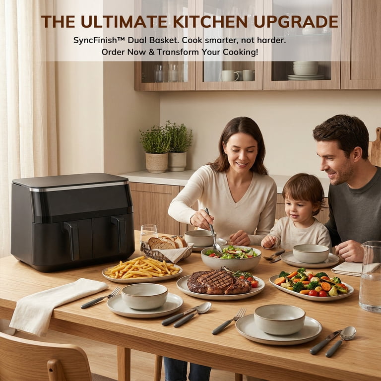 NICWIN 10QT Dual Basket Air Fryer with LED photo 8