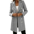 thumbnail image 3 of (clearance)IDALL Suits Blazers for Women Woman Artificial Wool Elegant Blend Coat Slim Female Long Coat Outerwear Jacket Features: Blazers for Women Business Casual Womens Blazer Gray Xl, 3 of 7
