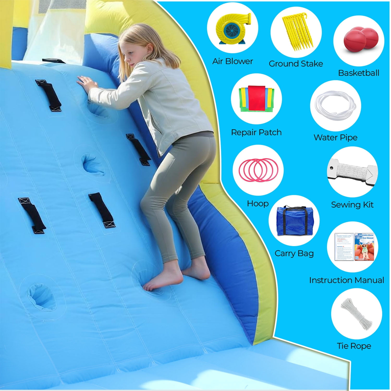 TRYSET 26FT Inflatable Water Slide Kids Bounce House Water Park w/Splash Pool & Blower, Backyard Outdoor Party
