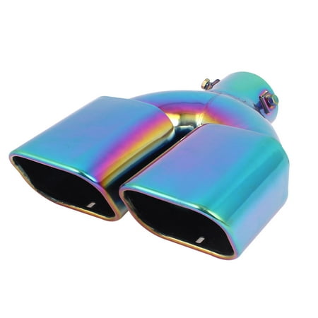 Dual Stainless Pipes - Car Dual Slant Tip 62mm Inlet Stainless Steel Exhaust Muffler Tail Pipe Colorful