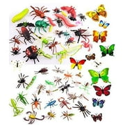 OOTSR 39 Pcs Random Plastic Insects Bug Toys for Kids Boys, 2-6? Fake Bugs - Fake Spiders, Cockroaches, Scorpions, Crickets, Lady Bugs, Butterflies and Worms for Education and Christmas Party Fav
