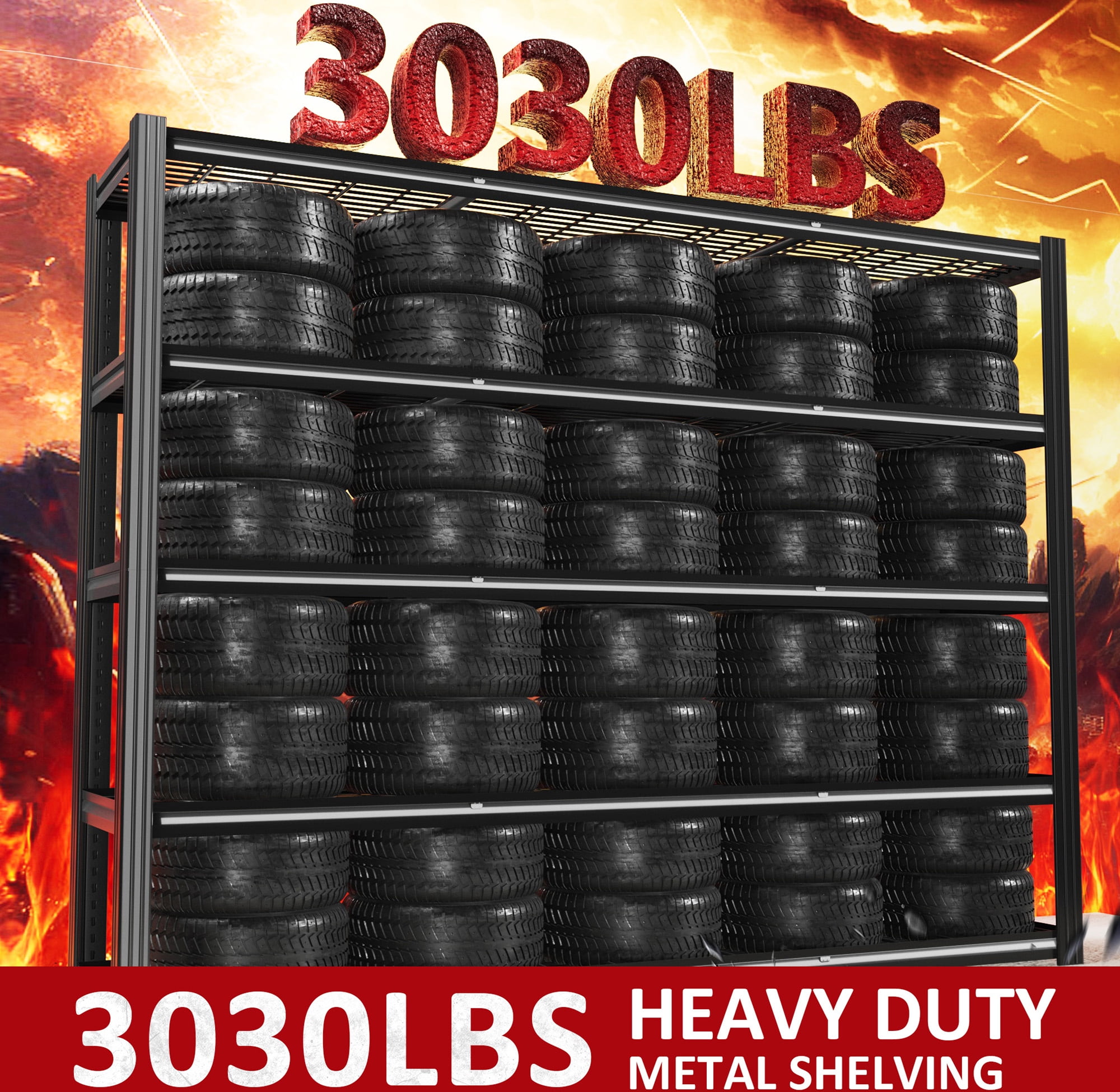 VDEVY 60"W Heavy Duty Shelving 3000LBS Steel Shelving Adjustable Garage Storage Industrial Shelf,60"W x 24"D x 72"H