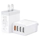 thumbnail image 1 of Cargador de pared USB, Quick Charge 3.0 33W/6A Cargador de pared rápido de 4 puertos Adaptador universal de cargador de pared USB múltiple para iPhone 12/11/XR/XS/X, Samsung Galaxy S21/S20/S10/S9/Not, 1 of 4
