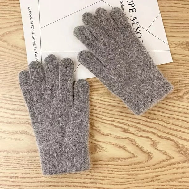 High Quality Rabbit Hair Gloves Biker Gloves Moto Motorcross Full Finger Man Women Motorcycle Bicycle Cycling Keep Warm GloveRed 1 Pair He Qiyong unisex