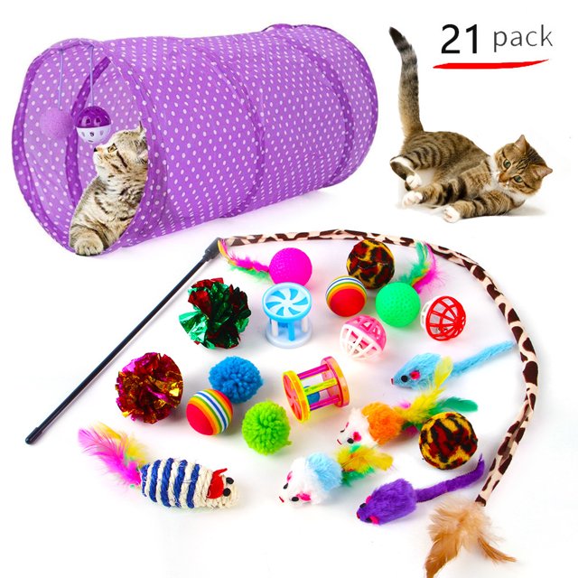Summary Pet Cat Toy Set 21 Pcts Cat Channel Funnies Stick Plush Mouse Amazon Combination Toy
