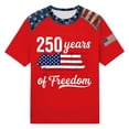 thumbnail image 4 of Wang6 Womens 250th Anniversary USA Shirts Color Blocking America Flag T-Shirts Plus Size Loose 4th of July Tops Independence Day Patriotic Graphic Tees X_0528liWatermelon Red XL, 4 of 4