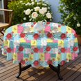 thumbnail image 4 of Pioneer Flower Floral Print Pattern Round Tablecloth 60"x60", Wrinkle Resistant Wipeable Table Cover for Kitchen Dining Room Picnic Patio and Party, 4 of 4