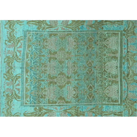 Ahgly Company Indoor Rectangle Abstract Light Blue Modern Area Rugs, 2' x 4'