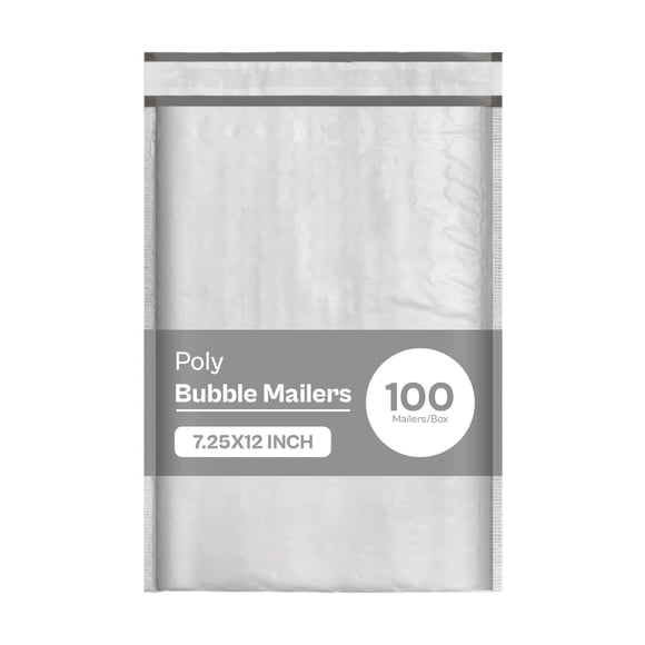 PSBM 100 Pack Bubble Mailer, 7.25 Inch x 12 Inch Self Adhesive White Padded Envelopes, Sturdy ideal for Shipping, Padded Mailers, Bubble Mailer Envelopes for Small Businesses