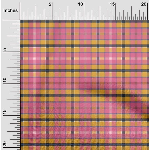 oneOone Cotton Poplin Twill Pink Fabric Madras Check Sewing Material Print Fabric By The Yard 56 Inch Wide