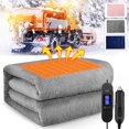 thumbnail image 4 of Car Heated Blanket Warm 12V Artificial Fleece Temperature Control Heating Blanket for Winter Camping Outdoor, 4 of 8