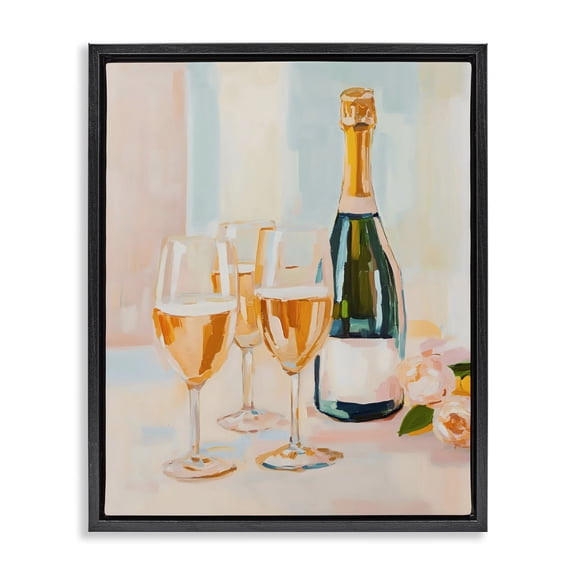 Stupell Industries Eclectic Champagne Triple Toast Black Floating Frame Canvas Art, 17 x 21, by The Prints Vibe