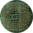 thumbnail image 1 of Ahgly Company Machine Washable Indoor Round Persian Turquoise Blue Traditional Area Rugs, 6' Round, 1 of 4