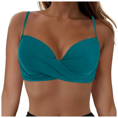 Hessimy Women Underwire Bikini Top Only - Push Up Bathing Suit Top Padded Swim Bra 2025 Swimsuits Top(Z1-Dark Green L)
