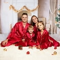 thumbnail image 5 of Riforla Satin Silk Pajamas PJ's Solid Family Matching Sleepwear Loungewear Nightwear Pants Set for Women for Women Red L, 5 of 9