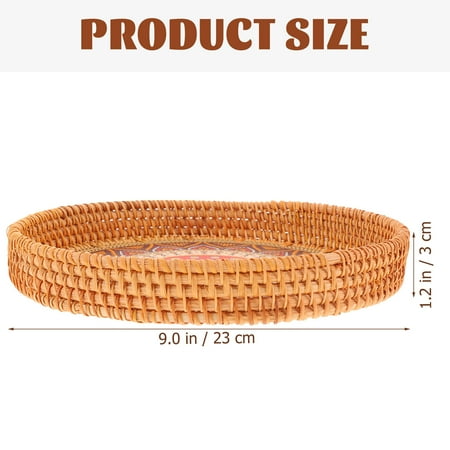 

Woven Rattan Serving Tray Rattan Fruit Tray Handcraft Round Fruit Storage Tray