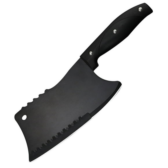 Myvit Chef Knife 6.5 inch Meat Cleaver Knife for Kitchen Black Coated Anti-Stick Stainless Steel Blade Heavy Duty Sharp Butcher Chopping Tool for Meat and Bone