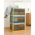 56L Folding Storage Box with Lid Stackable Plastic Large Storage