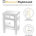 thumbnail image 2 of UBesGoo Modern Nightstand Mirrored Bedside Table with 1 Drawer and 1 Cabinet Door for Bedroom, Silver, 2 of 9