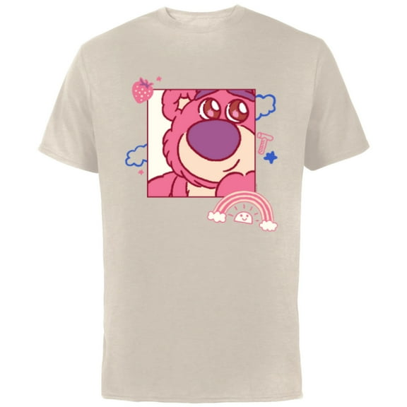Disney and Pixar’s Toy Story Lotso Bear Fluffy Rainbows Cute - Short Sleeve Cotton T-Shirt for Adults - Customized-Natural